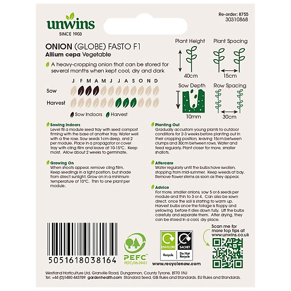 Unwins Onion (Globe) Fasto F1