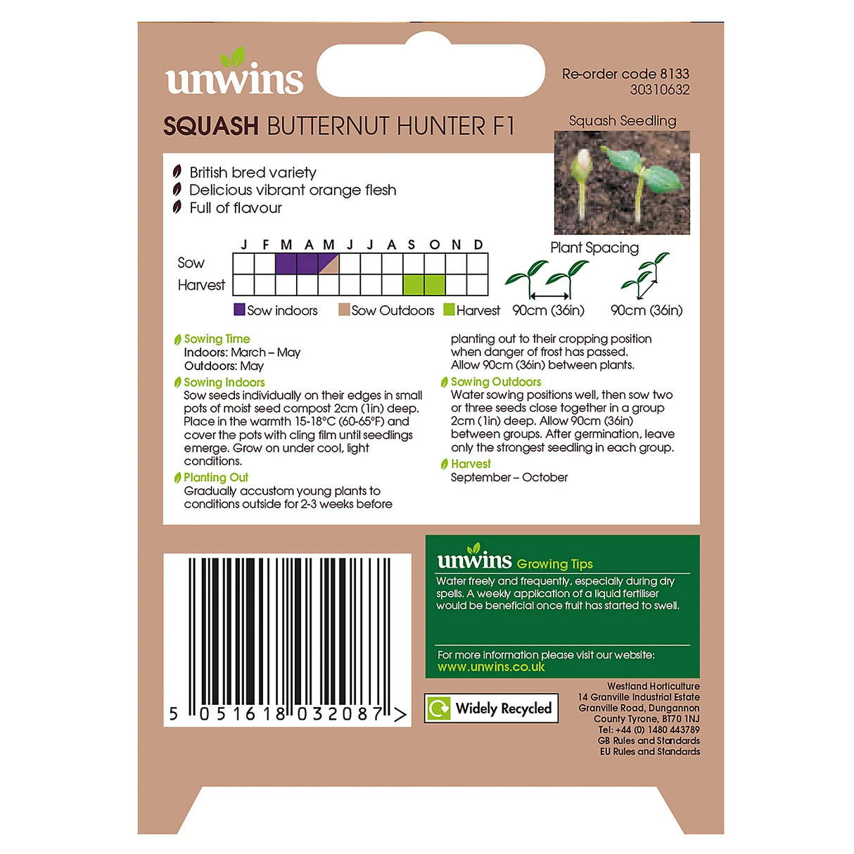 Unwins Squash (Butternut) Hunter F1