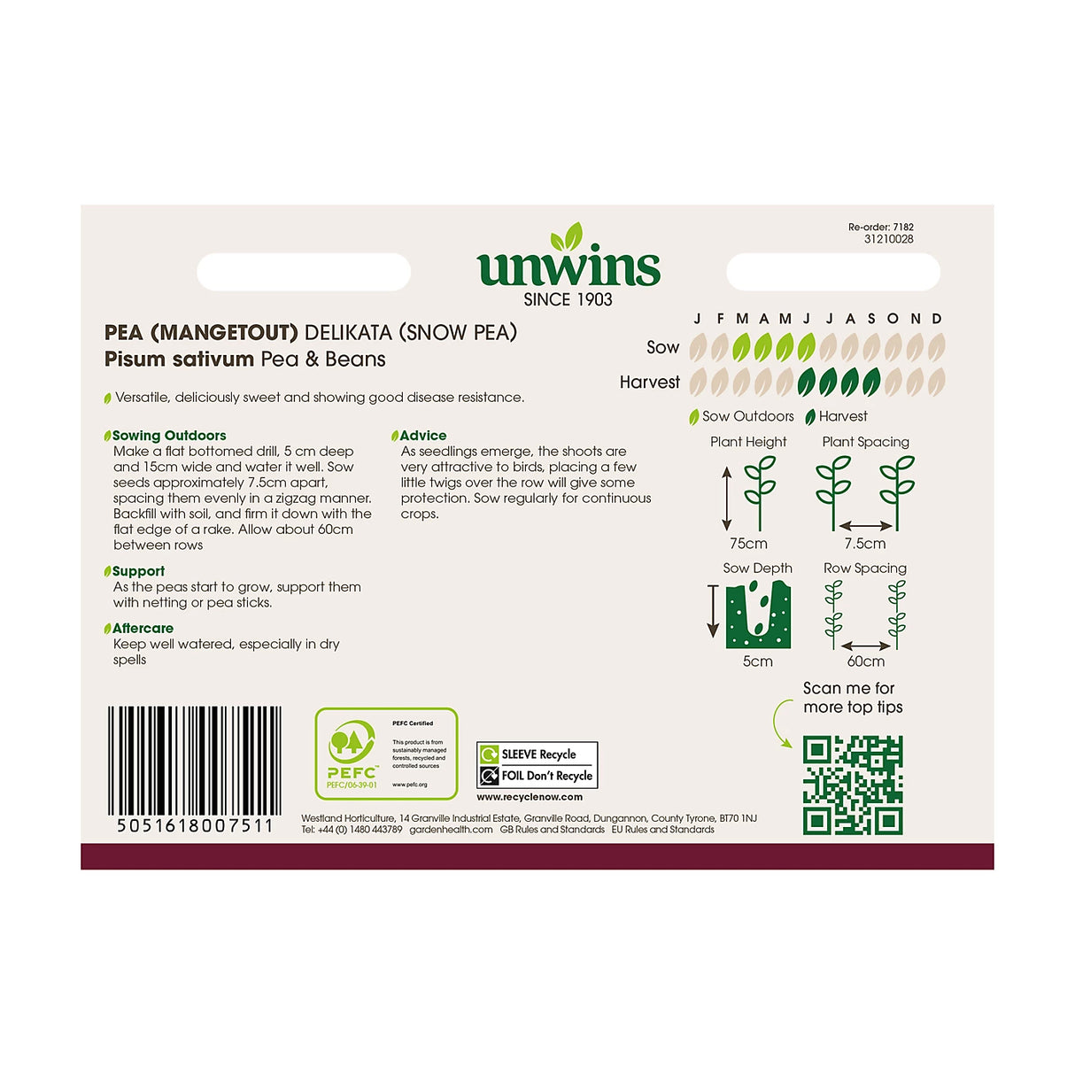 Unwins Pea (Mangetout) Delikata