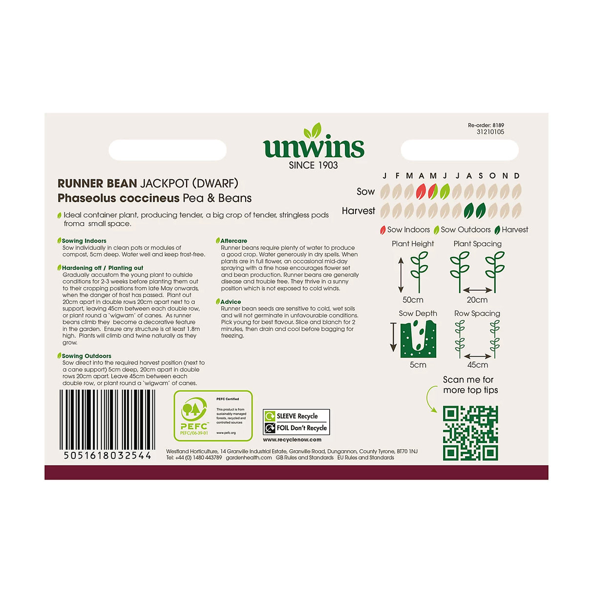 Unwins Runner Bean Jackpot Dwarf