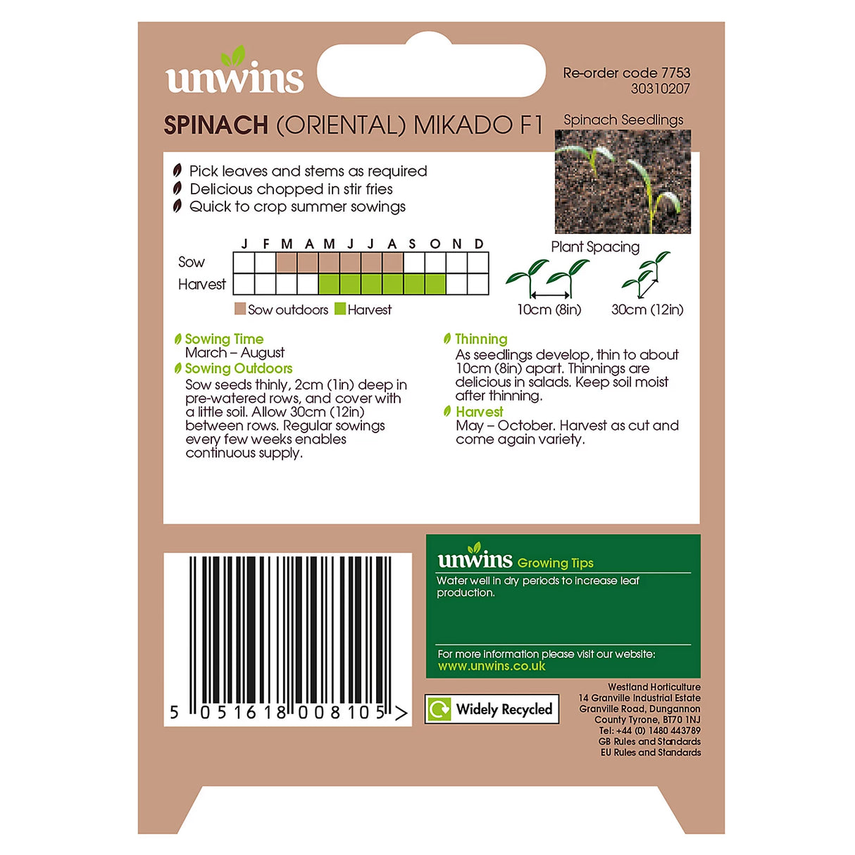 Unwins Spinach Mikado F1
