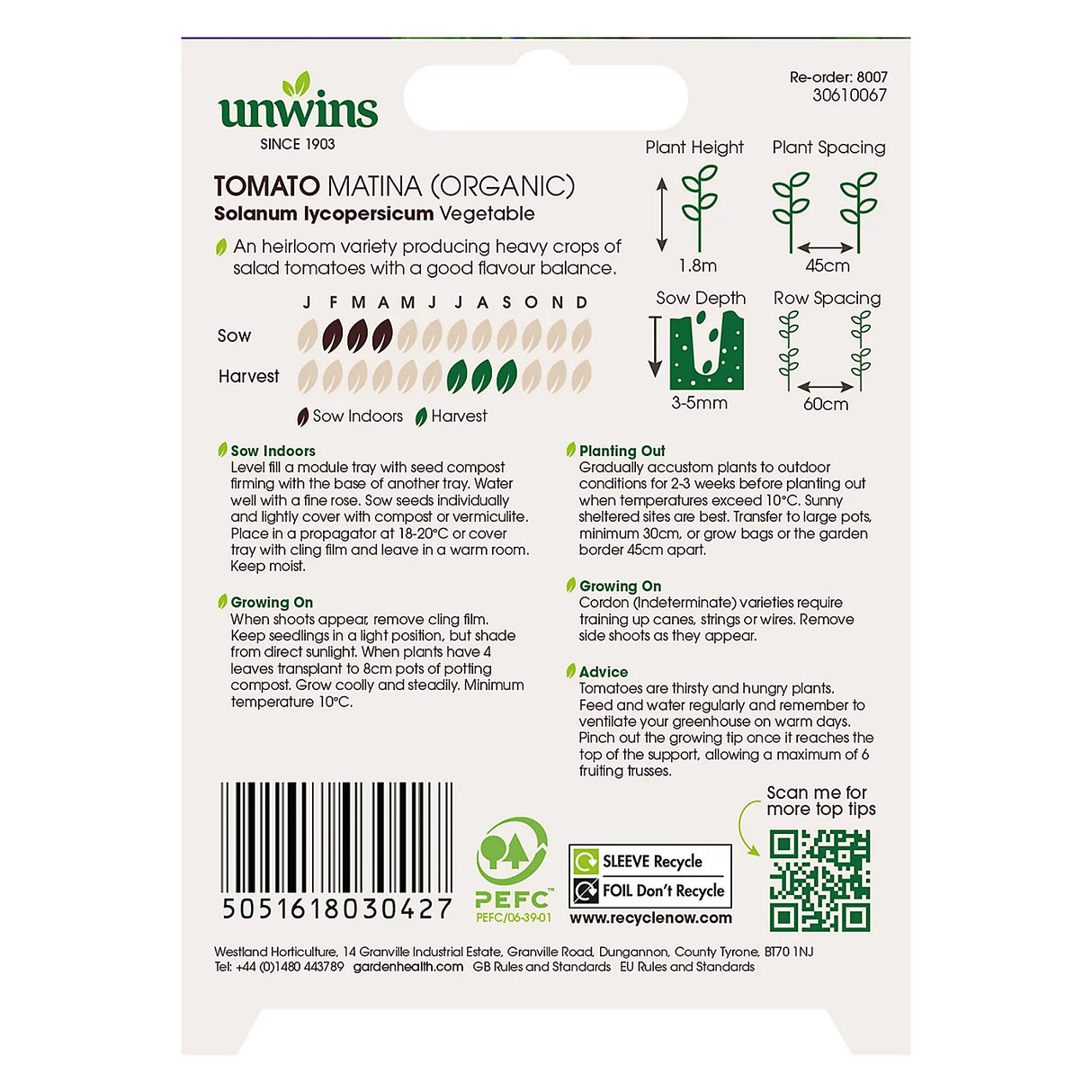 Unwins Tomato (Cherry) Monterrey F1 (Organic)
