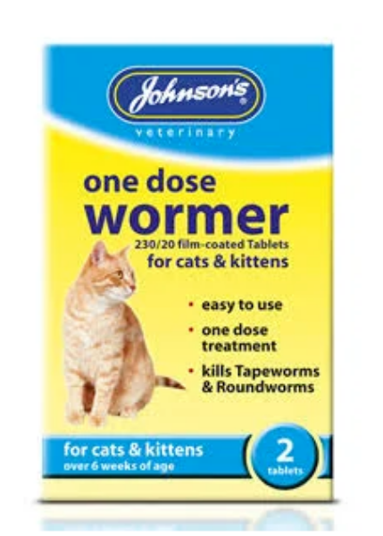 Picture of Johnsons One Dose Wormer Cat / Kitten 2 Tab