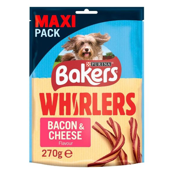 Picture of Bakers Whirlers Maxi Bacon & Cheese Dog Treats 270g
