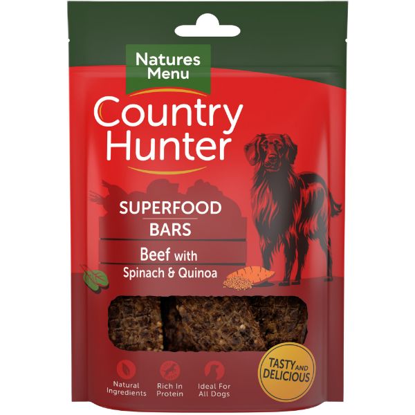 Picture of Natures Menu Dog - Country Hunter Superfood Bars Beef with Spinach & Quinoa 100g