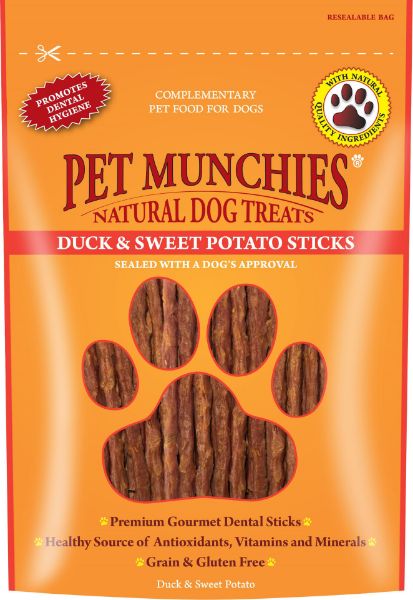 Picture of Pet Munchies Dog Treats - Duck & Sweet Potato Sticks 8x90g
