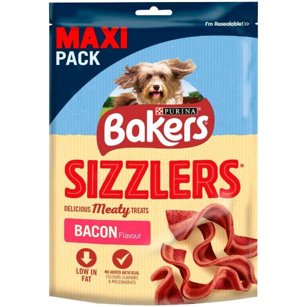 Picture of Bakers Sizzlers Maxi Bacon Dog Treats 185g