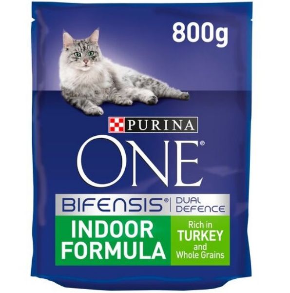 Picture of Purina ONE Adult Indoor Turkey and Whole Grains Dry Cat Food 800g