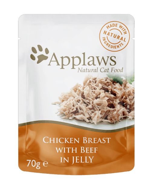Picture of Applaws Cat - Jelly Pouches Chicken With Beef 16x70g