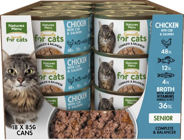 Picture of Natures Menu Cat - Senior Chicken, Cod & Salmon Especially Cans 18x85g