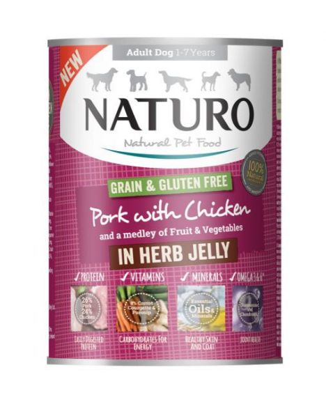 Picture of Naturo Dog - Adult Grain & Gluten Free Pork with Chicken in a Herb Jelly 12x390g