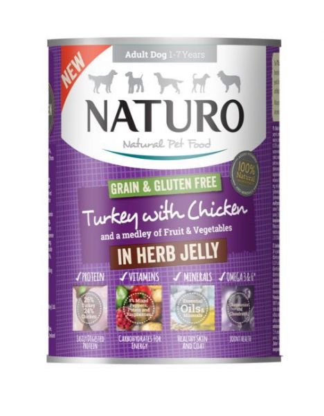 Picture of Naturo Dog - Adult Grain & Gluten Free Turkey with Chicken in a Herb Jelly 12x390g