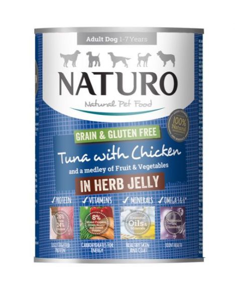 Picture of Naturo Dog - Adult Grain & Gluten Free Tuna with Chicken in a Herb Jelly 12x390g