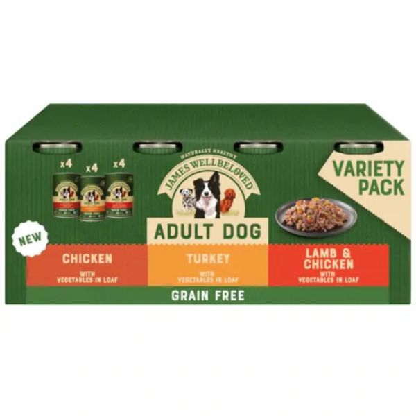 Picture of James Wellbeloved Dog - Grain Free Turkey, Lamb & Chicken in Loaf Variety Pack 12x400g