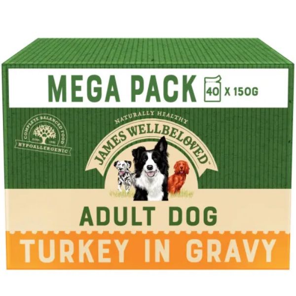Picture of James Wellbeloved Dog - Adult Turkey Mega Pack Pouches 40x150g