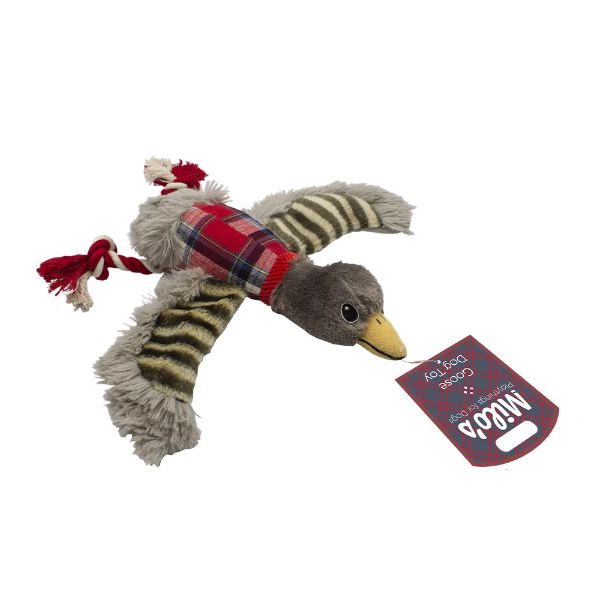 Picture of Milos Red Check Goose Dog Toy