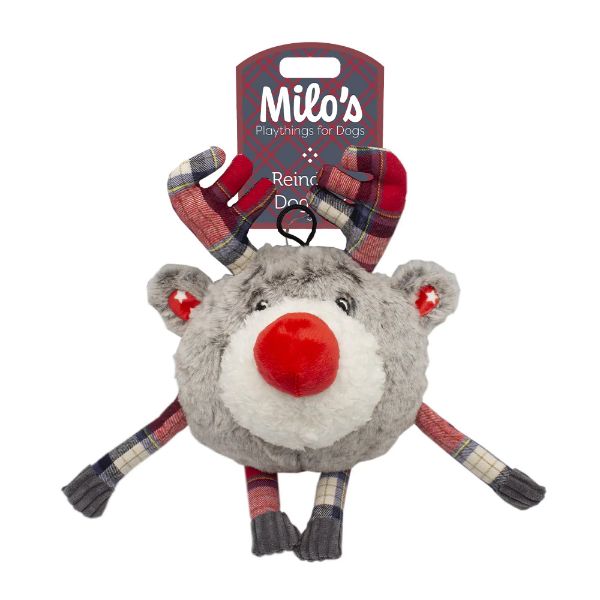 Picture of Milos Red Check Reindeer Dog Toy