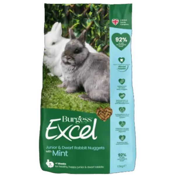 Picture of Burgess Rabbit - Excel Junior & Dwarf Nuggets With Mint 1.5kg