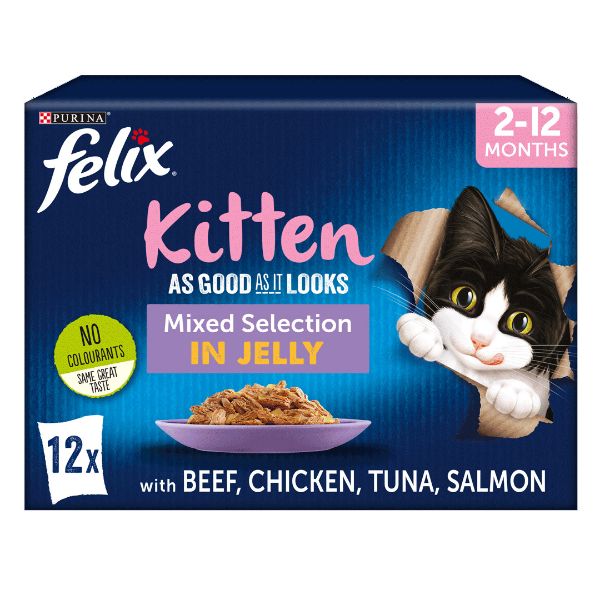 Picture of Felix As Good as it Looks Kitten Box Mixed Selection In Jelly 12x100g