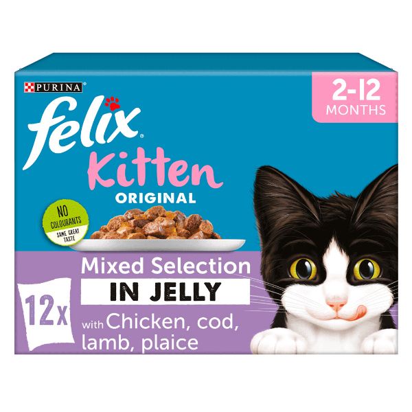 Picture of Felix Kitten Pouch Box Chicken, Cod, Lamb & Plaice In Jelly 12x100g