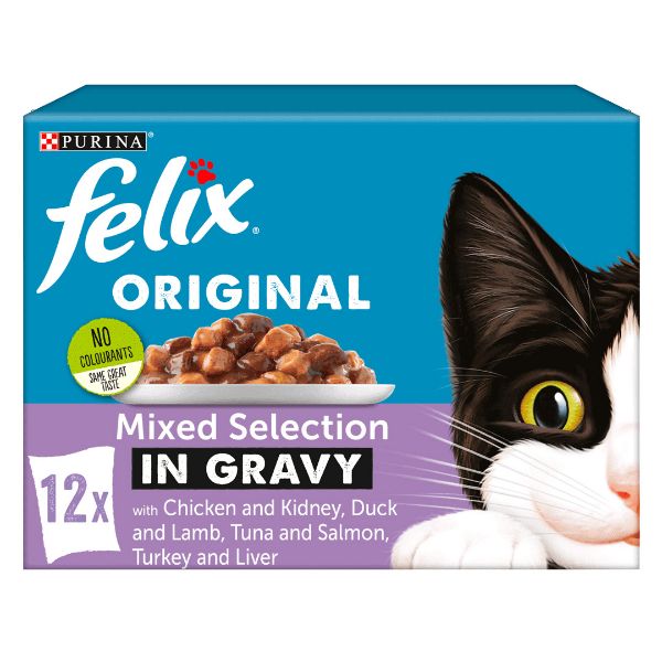 Picture of Felix Original Pouch Box Mixed Selection In Gravy 12x100g