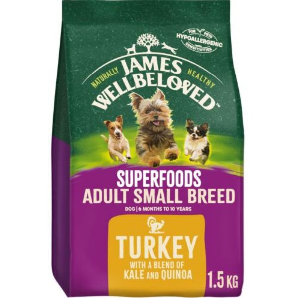 Picture of James Wellbeloved Dog - Adult Small Breed Superfoods Turkey, Kale Quinoa 1.5kg