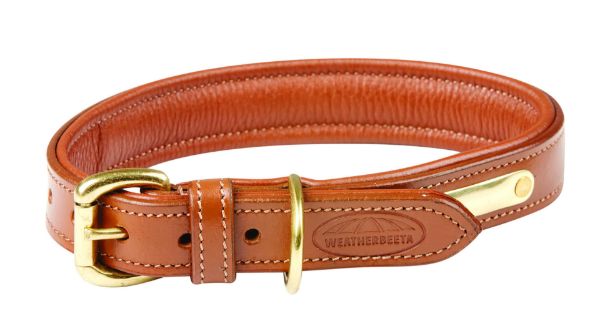 Picture of Weatherbeeta Padded Leather Dog Collar Tan Medium