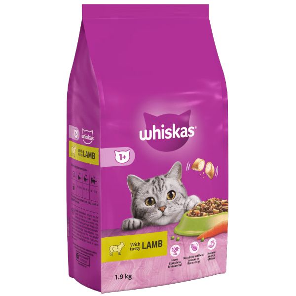 Picture of Whiskas 1+ Adult with Lamb Dry Cat Food 1.9kg