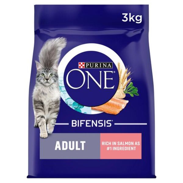 Picture of Purina ONE Adult Salmon and Whole Grains Dry Cat Food 3kg