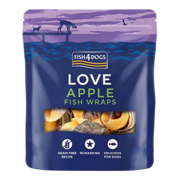 Picture of Fish 4 Dogs - Love Apple Fish Wraps 90g