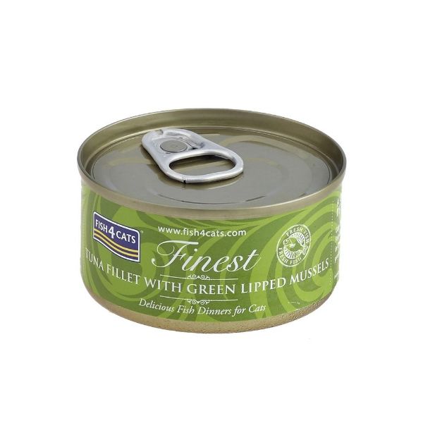 Picture of Fish 4 Cats Finest Wet Tuna Fillet With Green Lipped Mussel 10x70g