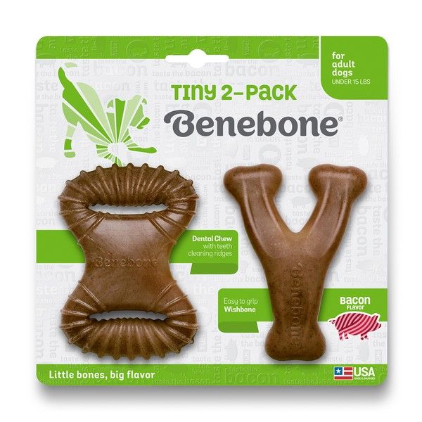 Picture of Benebone 2 Pk Dental Chew/Wishbone Bacon Tiny