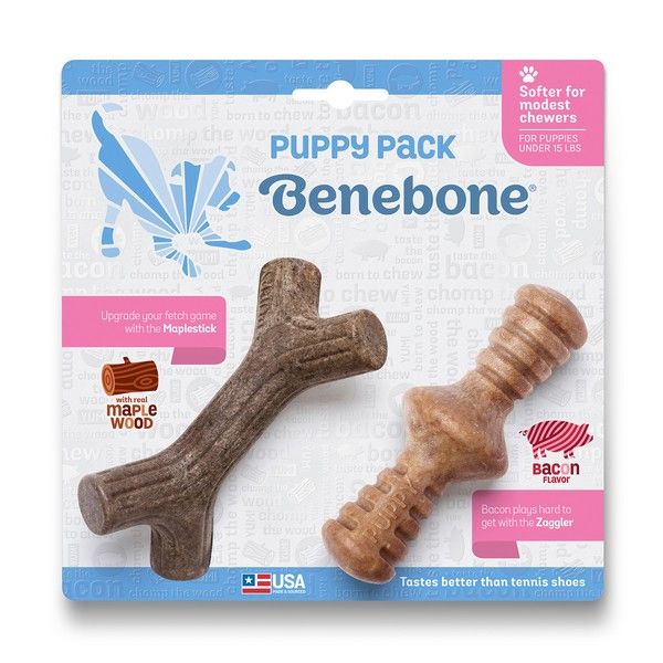 Picture of Benebone Puppy 2 Pk Maplestick/Zaggler Bacon