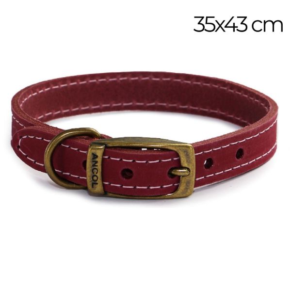 Picture of Ancol Timberwolf Leather Collar Raspberry 35-43cm Size 4