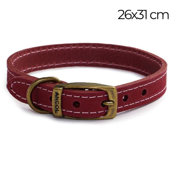 Picture of Ancol Timberwolf Leather Collar Raspberry 26-31cm Size 2