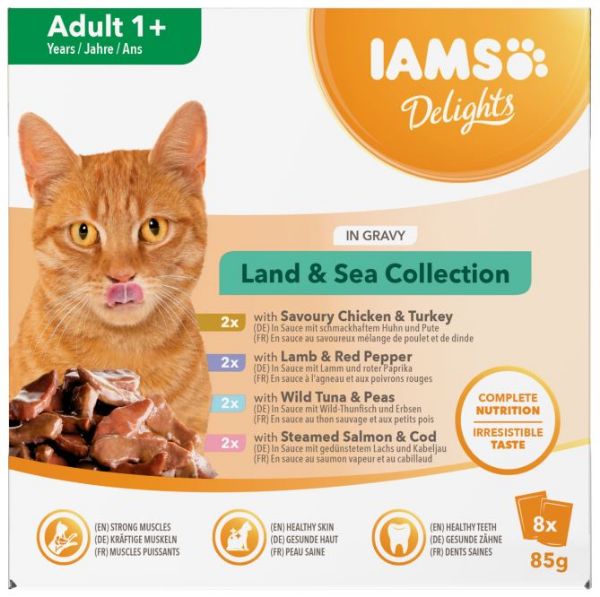 Picture of Iams Cat - Adult Pouch Delights Land & Sea Collection Gravy 8x85g