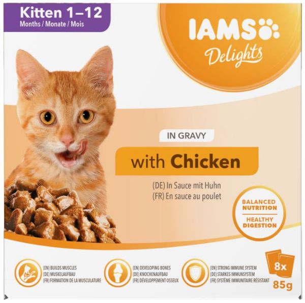 Picture of Iams Cat - Kitten Pouch Delights Chicken Gravy 8x85g
