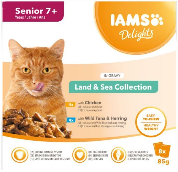 Picture of Iams Cat - Senior 7+ Pouch Delights Land & Sea Collection Gravy 8x85g