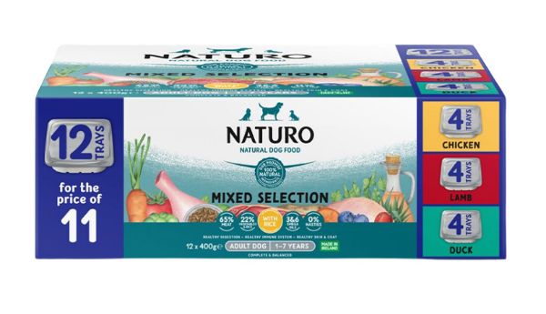 Picture of Naturo Dog - Adult Dog with Rice Mixed Selection Trays 12x400g