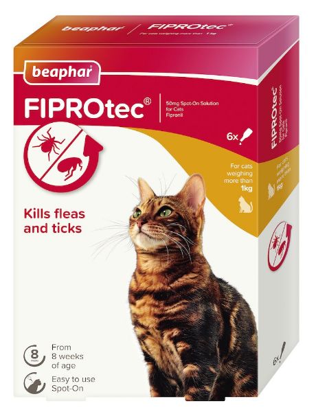 Picture of Beaphar FIPROtec Flea & Tick Spot-On for Cats 6 Pipettes
