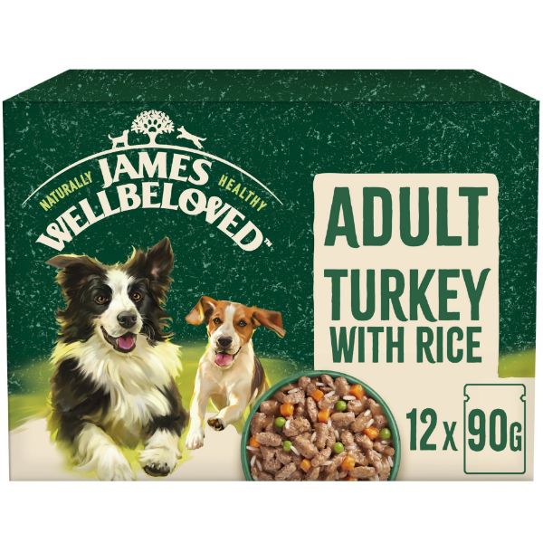 Picture of James Wellbeloved Dog - Adult Pouch Turkey With Rice 12x90g