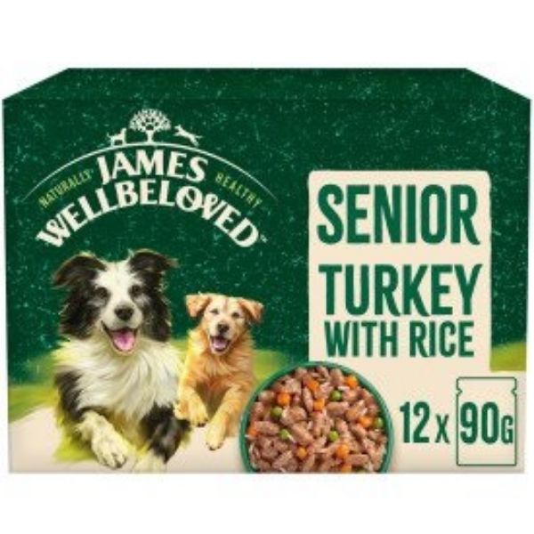 Picture of James Wellbeloved Dog - Senior Pouch Turkey With Rice 12x90g