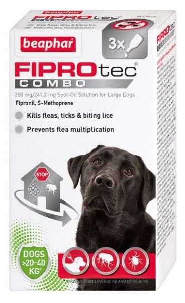 Picture of Beaphar Fiprotec Combo Flea & Tick Spot-On for Dogs (20-40kg) 3 Tube