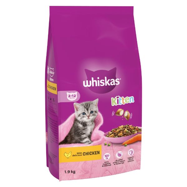 Picture of Whiskas Kitten 2-12 Months with Chicken Dry Kitten Food 1.9kg