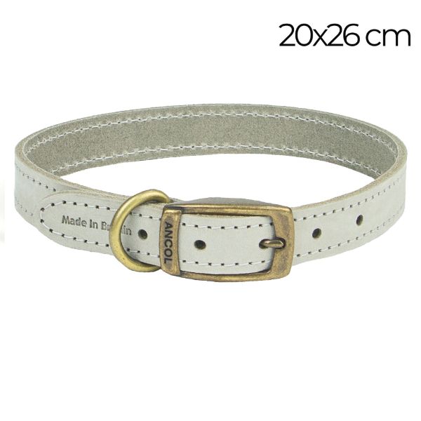 Picture of Ancol Timberwolf Leather Collar Light Grey 20-26cm Size 1