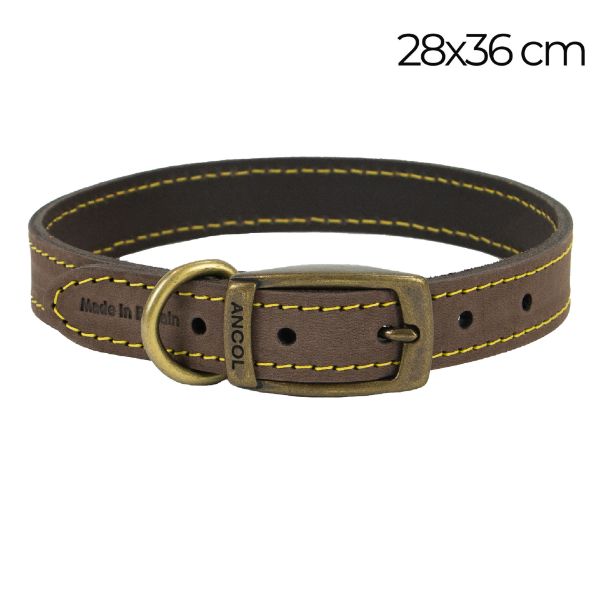 Picture of Ancol Timberwolf Leather Collar Sable 28-36cm Size 3