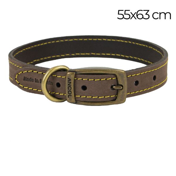 Picture of Ancol Timberwolf Leather Collar Sable 55-63cm Size 8
