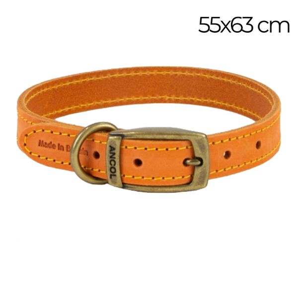 Picture of Ancol Timberwolf Leather Collar Mustard 55-63cm Size 8