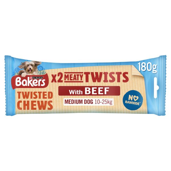 Picture of Bakers Meaty Twists Medium Beef Dog Chews 180g